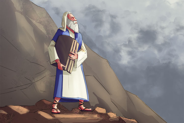 Moses on Mount Sinai where, it is believed, he received the Mitzvot from God